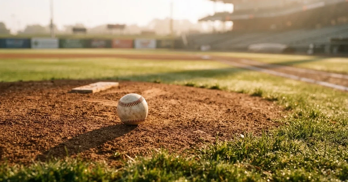 Un balón en el punto central de un campo de césped a la luz de la mañana